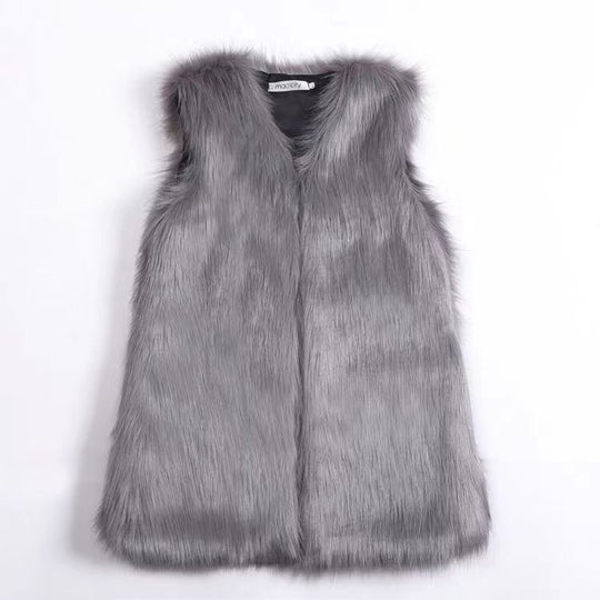 Damen Elegante Kunstpelzweste mit modischem Schnitt EB