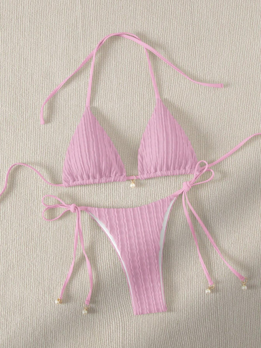 Damen Triangle-Bikini mit strukturiertem Design und verstellbaren Trägern EB