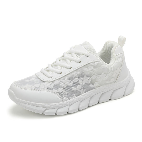 Damen nan Netz-Sneaker mit floralem Durchbruchmuster, flexibler Segmentsohle und gepolstertem Fersenkragen EB