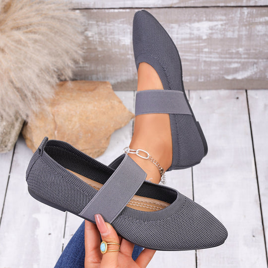 Damen Komfortable Ballerinas mit elastischem Riemen EB