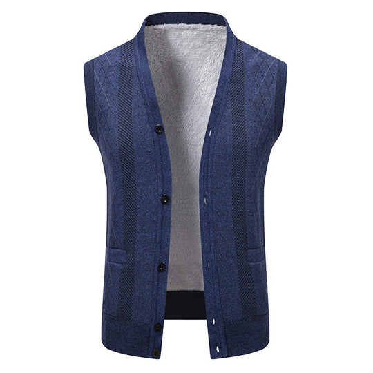 Herren Strickjacke mit klassischem V-Ausschnitt und feinem Zopfmuster EB