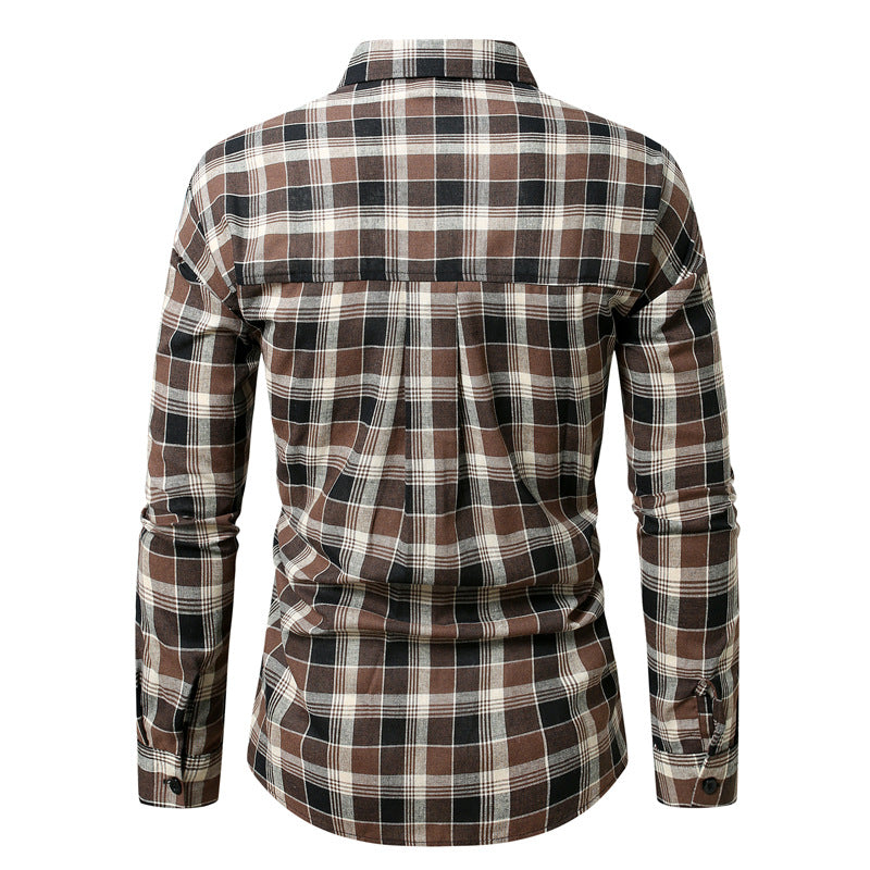 Herren kariertes Langarmhemd aus weichem Flanell EB