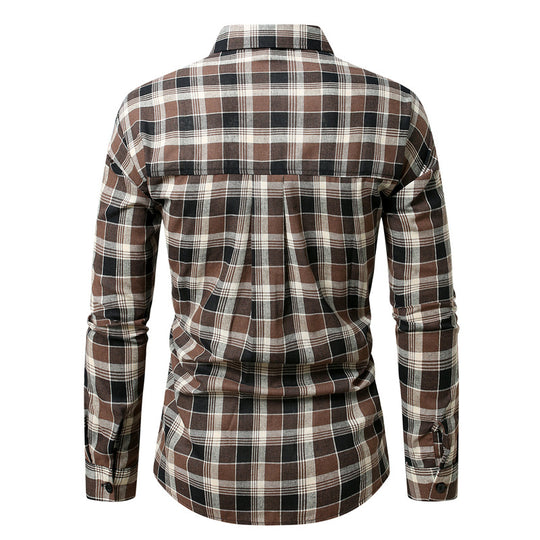 Herren kariertes Langarmhemd aus weichem Flanell EB