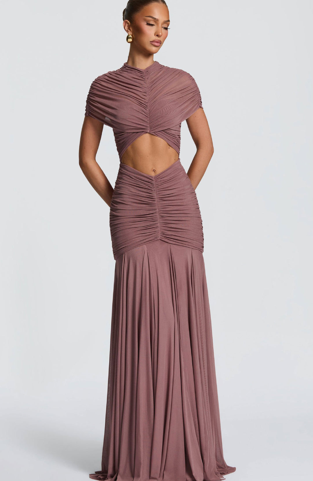 Damen Elegantes Abendkleid mit innovativem Cut-Out-Design und gefaltetem Stoff EB