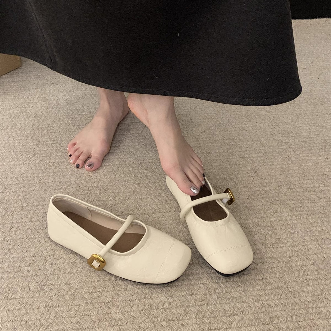Damen elegante Ballerinas mit modischem Riemen und komfortabler Sohle EB