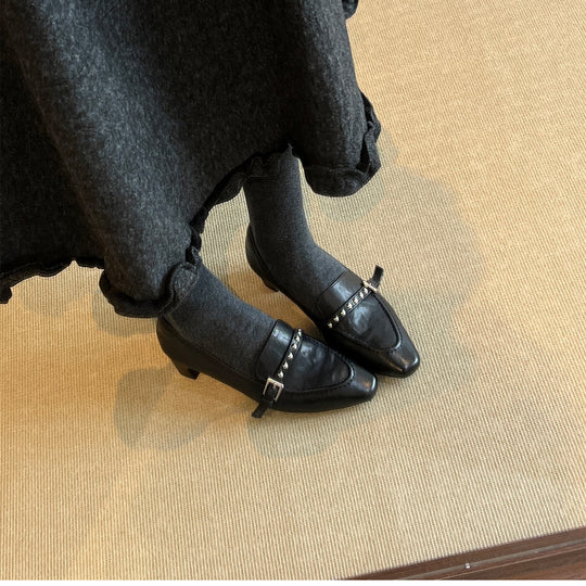 Damen Mokassins mit elegantem Schnallenakzent und weichem Veloursleder EB