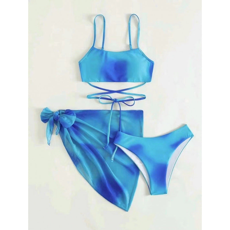 Damen Bikini-Set mit stylischem Wickelrock und verstellbaren Trägern EB