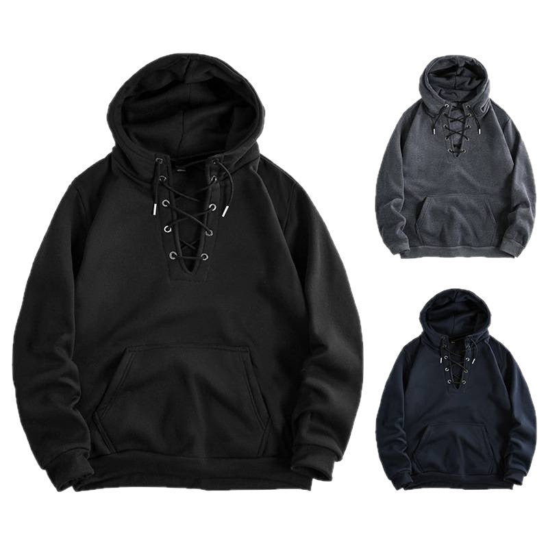 Damen Kapuzenpullover mit raffiniertem Schnürdesign und praktischer Kängurutasche EB