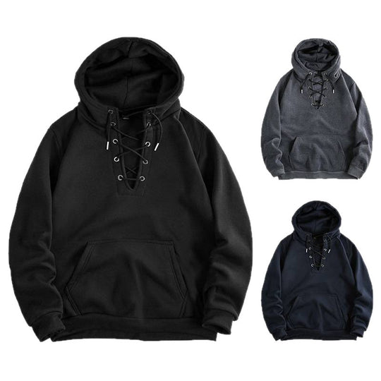 Damen Kapuzenpullover mit raffiniertem Schnürdesign und praktischer Kängurutasche EB