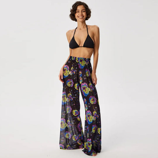 Damen Leggings aus luftiger, transparenter Stoffqualität mit exotischem Muster EB