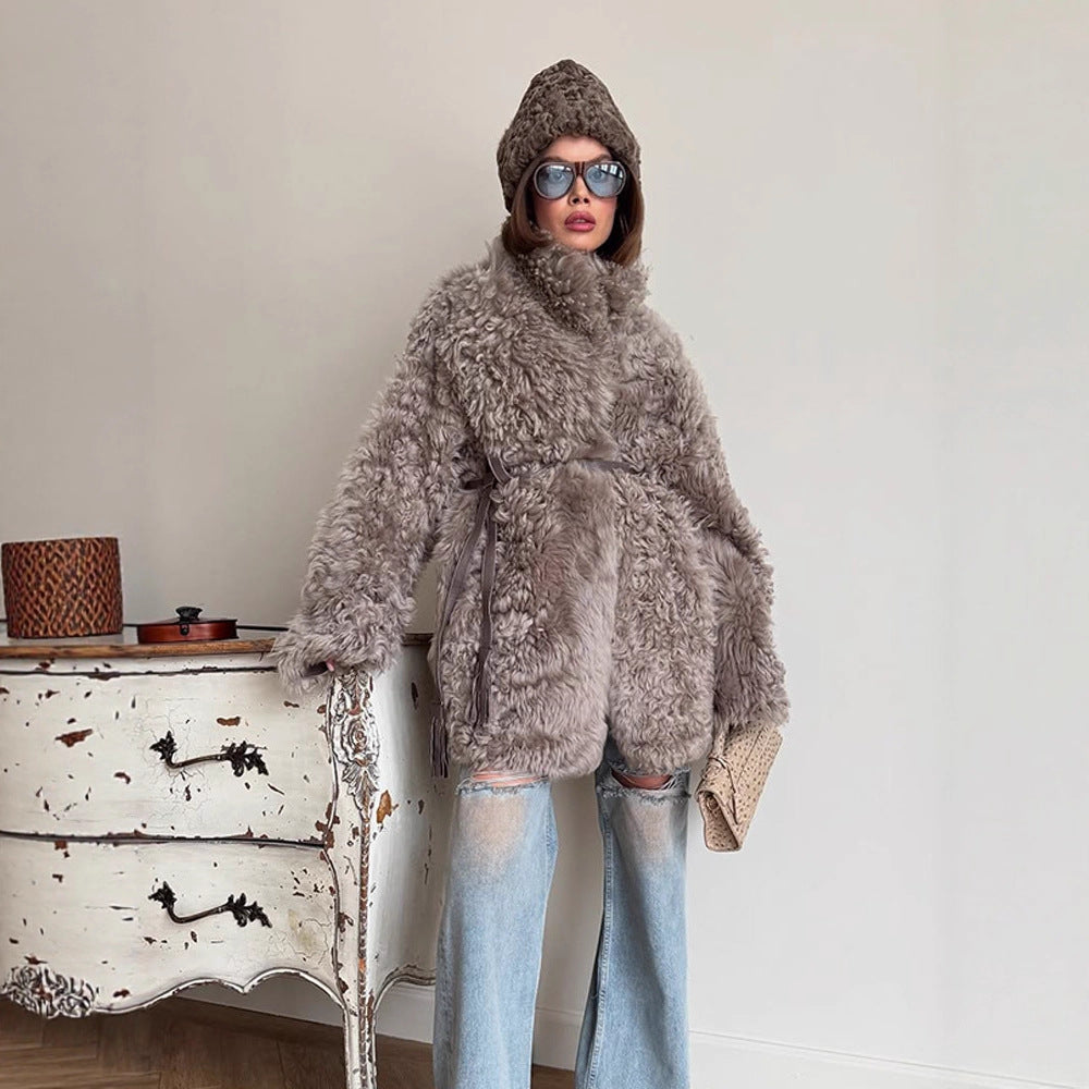Damen Kuschelige Kunstfelljacke EB