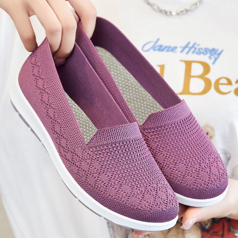 Damen nan nahtloser Strick-Slipper mit elastischem Einstieg und dämpfender EVA-Laufsohle EB