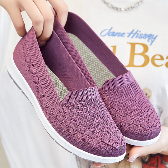 Damen nan leichter gestrickter Slip-On Komfort-Walking-Sneaker mit atmungsaktivem 3D-Strickoberteil und flexibler Leichtlaufsohle EB