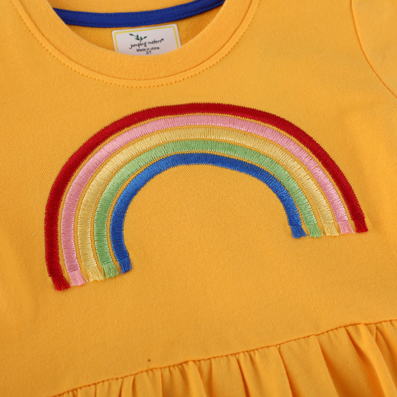 Mädchen Freizeitkleid mit Regenbogen-Stickerei EB