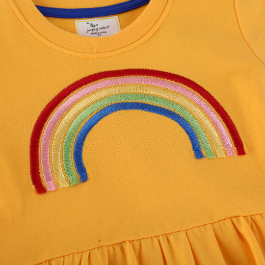 Mädchen Freizeitkleid mit Regenbogen-Stickerei EB