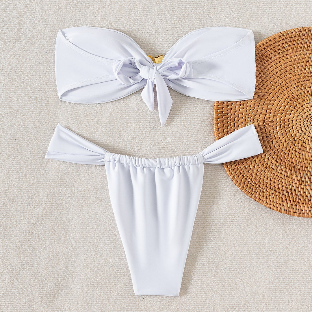 Damen Bandeau-Bikini mit eleganter Goldschließe EB