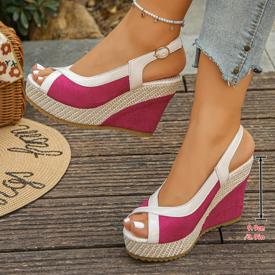 Damen Wedge-Sandalen mit elegantem Riemchen-Design und rutschfester Sohle EB