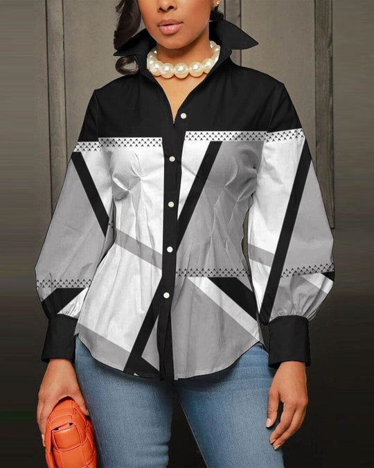 Damen modische Bluse mit geometrischem Design EB