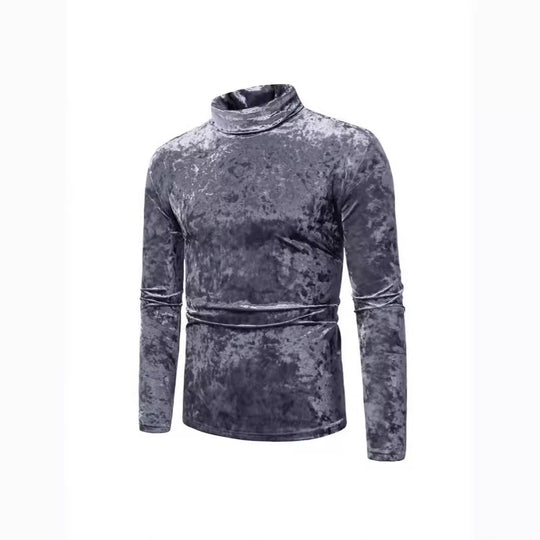 Herren Eleganter Rollkragenpullover aus weichem Samtstoff EB