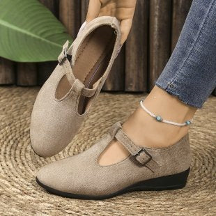 Damen Komfortable Ballerinas mit verstellbarem Riemen EB