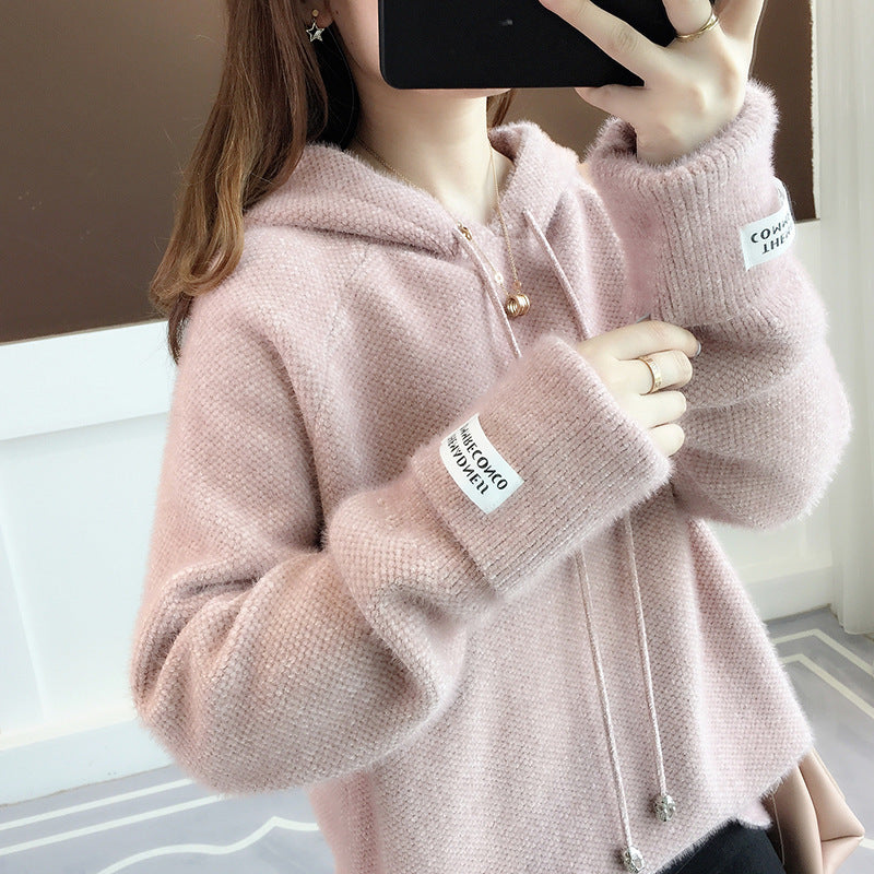 Damen Kuscheliger Hoodie mit Kordelzug und hohem Kragen EB