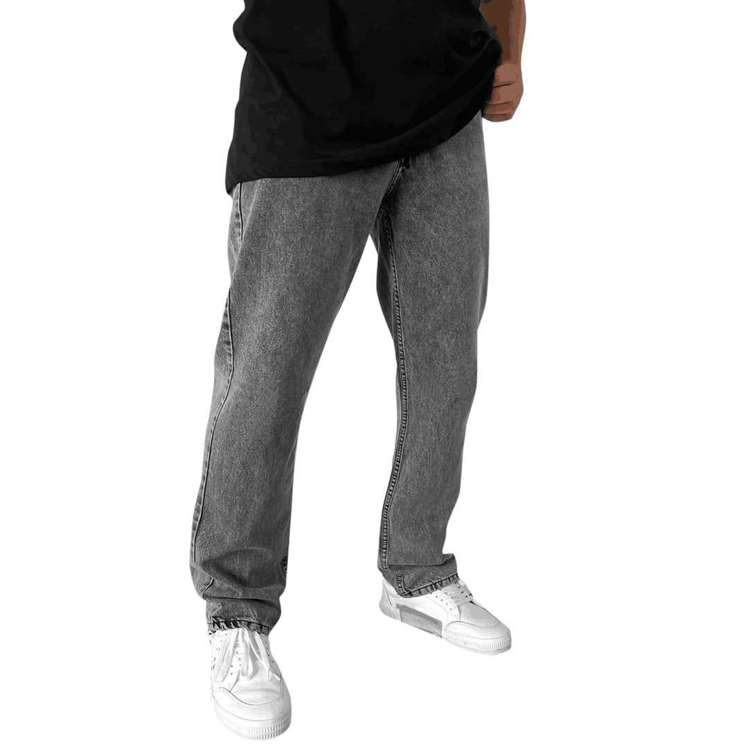 Herren nan lockere Straight-Leg Jeans mit elastischem Bundsaum und entspannter Passform EB