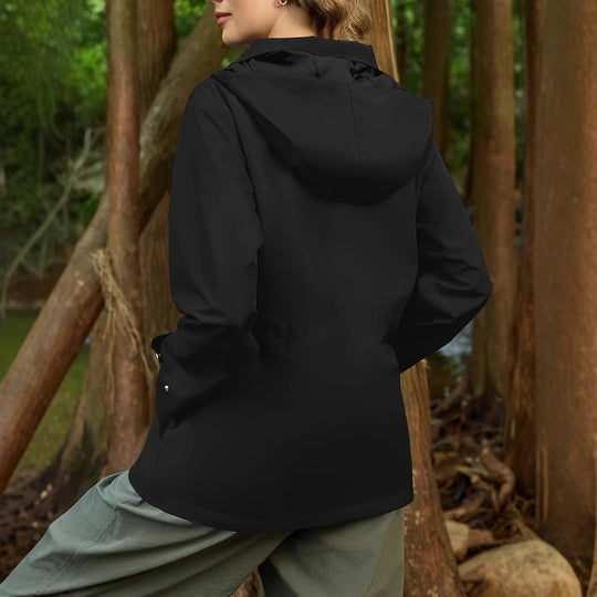 Damen funktionale Übergangsjacke mit verstellbarem Bund und Kapuze EB