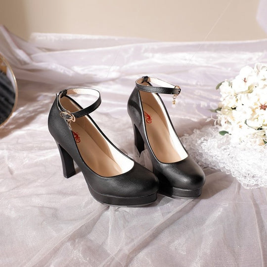 Damen Elegante Plateau-Pumps mit verstellbarem Riemchen EB