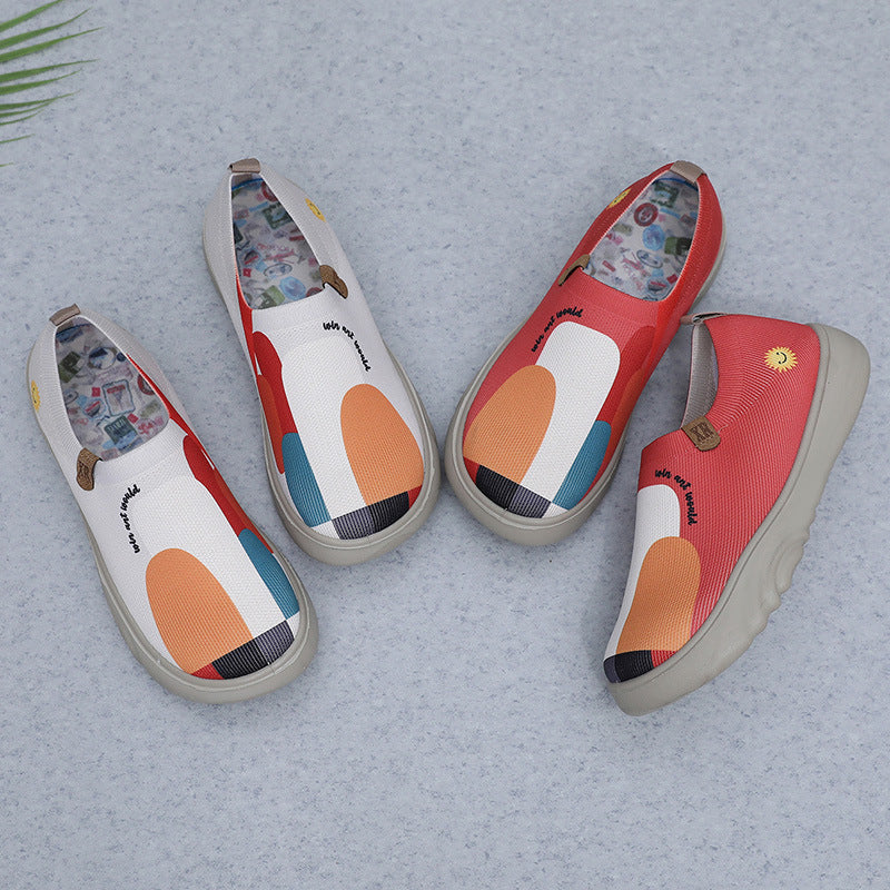 Damen Atmungsaktive Slip-On Sneakers mit farbenfrohem Grafikdesign EB