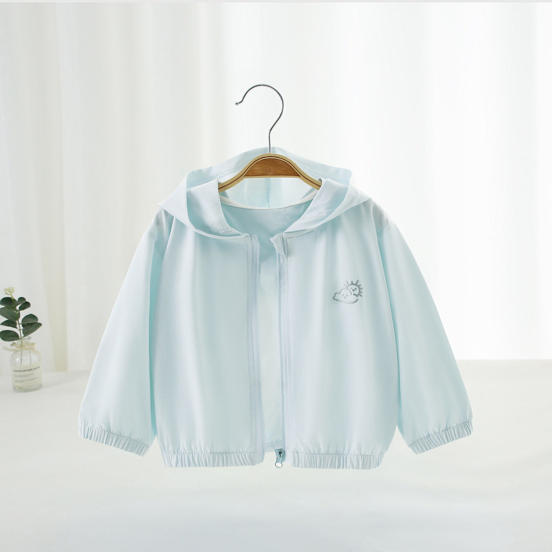 Unisex nan leichte Kapuzen-Windjacke für Kinder mit elastischem Saum und Reißverschluss EB
