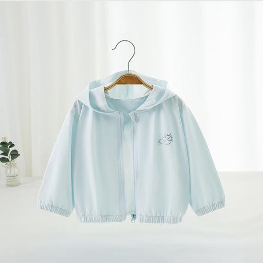 Unisex nan leichte Kapuzen-Windjacke für Kinder mit elastischem Saum und Reißverschluss EB