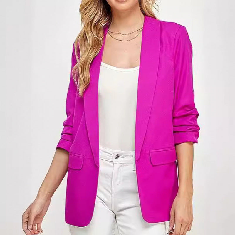 Damen Taillierter Offener Blazer EB