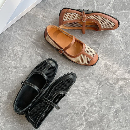 Damen Ballerinas mit elegantem Riemchen und atmungsaktivem Obermaterial EB