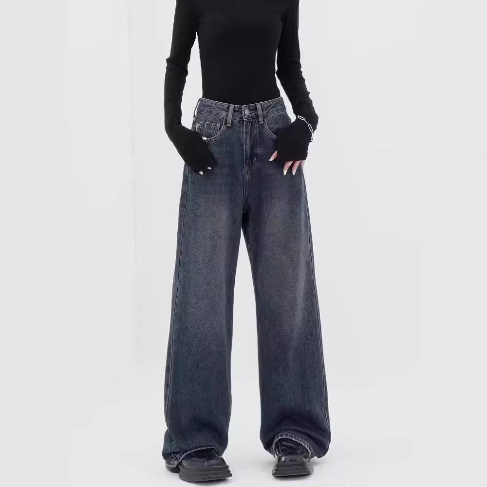 Damen Weite Denim-Hose mit extravagantem Schnitt und hohem Taillenbund EB