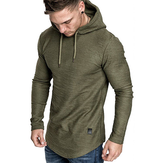 Herren longsleeve Kapuzenshirt mit strukturierter Oberfläche EB