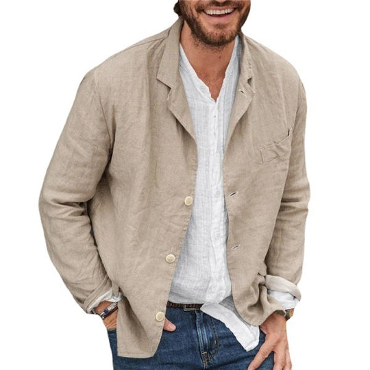 Herren Leichte und luftige Leinenjacke mit klassischem Schnitt EB