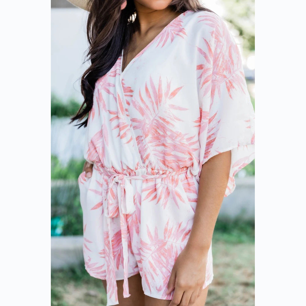 Damen Romantisches Strandkleid mit lässigem Schnitt und elastischem Taillenzug EB