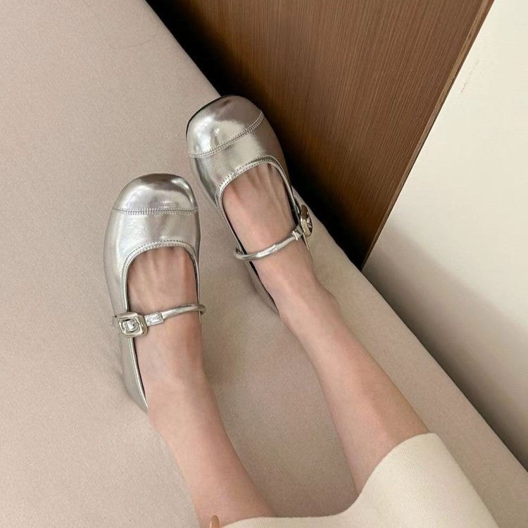Damen Ballerinas mit dekorativem Schnallen-Detail und angenehmem Fußbett EB