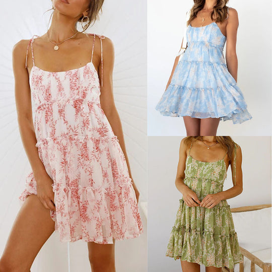 Damen leichtes Sommerkleid mit voluminösen Rüschendetails und atmungsaktivem Material EB