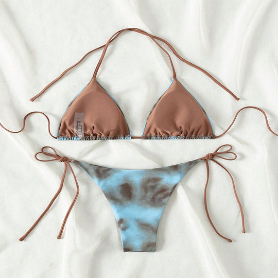 Damen Triangel-Bikini mit verstellbaren Trägern und einzigartigem Farbverlauf EB