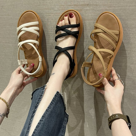 Damen bequeme Sandalen mit elastischen Riemen EB