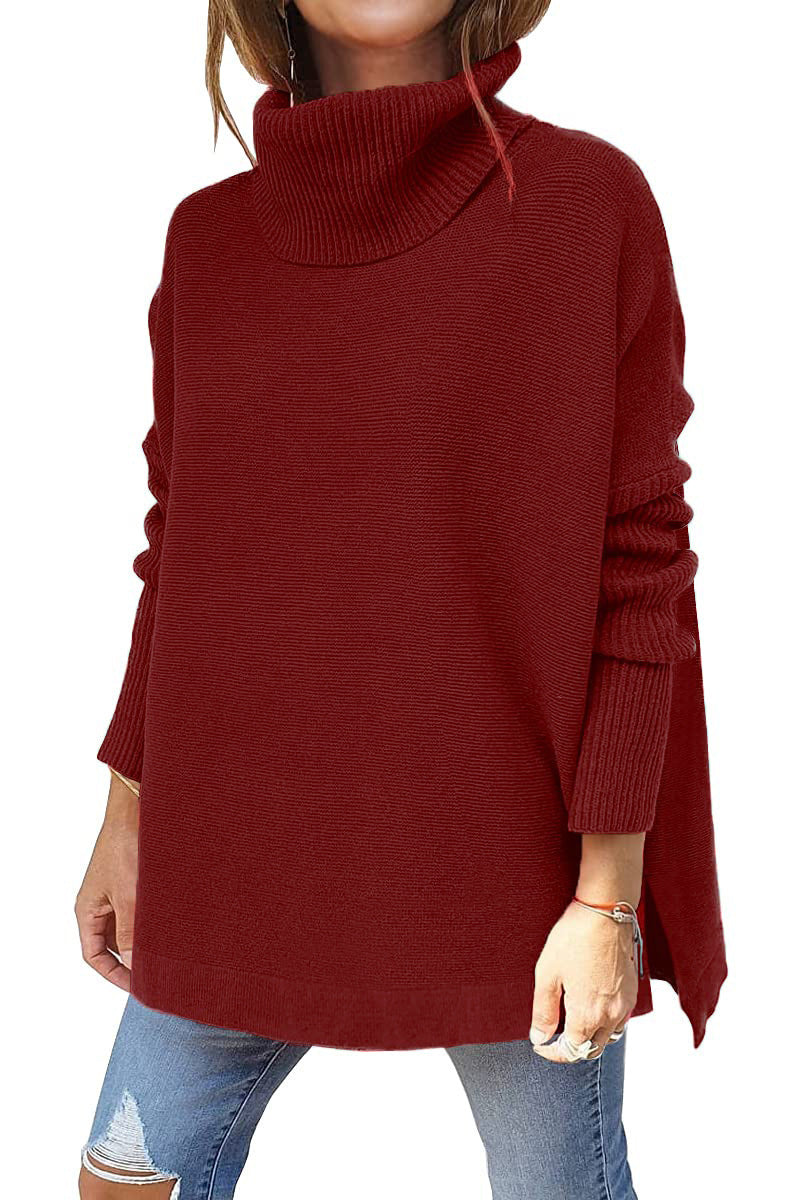 Damen Oversized Rollkragenpullover mit Strukturmuster EB