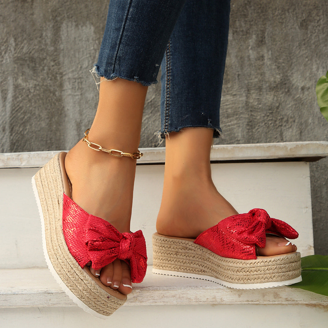 Damen Wedge-Pantoletten mit modischem Schleifen-Design EB