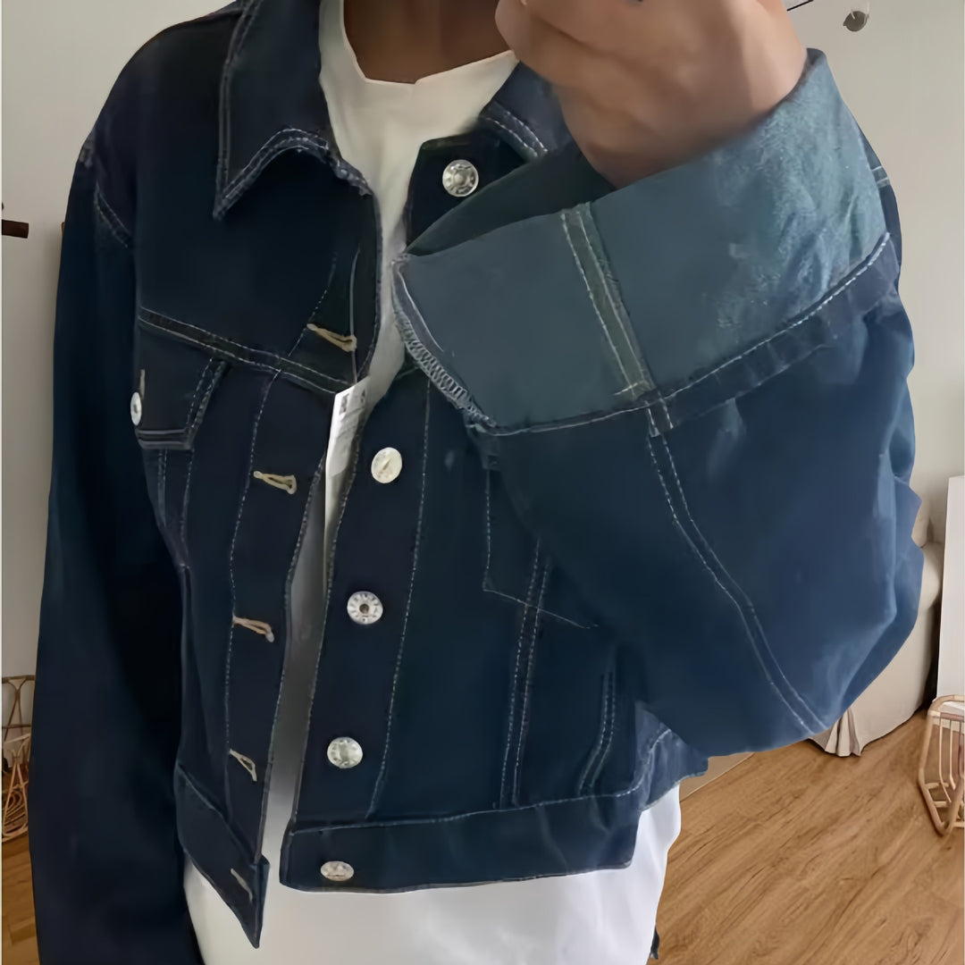 Damen cropped Denimjacke mit strukturiertem Schnitt EB
