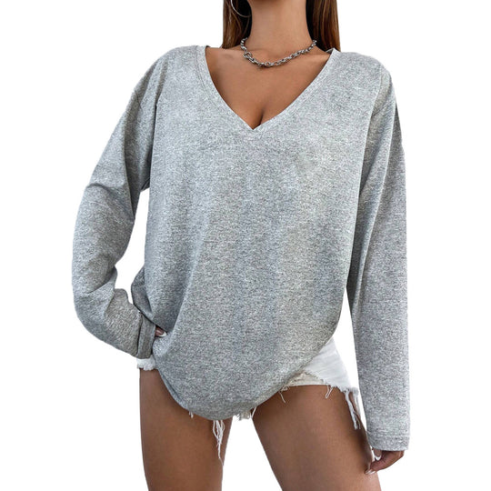 Damen oversized V‑Neck Longsleeve Pullover aus weichem Jersey Eichborn Berlin