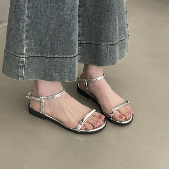 Damen elegante Riemchen-Sandalen mit modischem Glitzerakzent EB