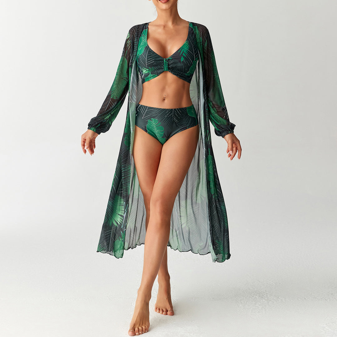 Damen Transparentes Strandkleid mit floralem Muster EB