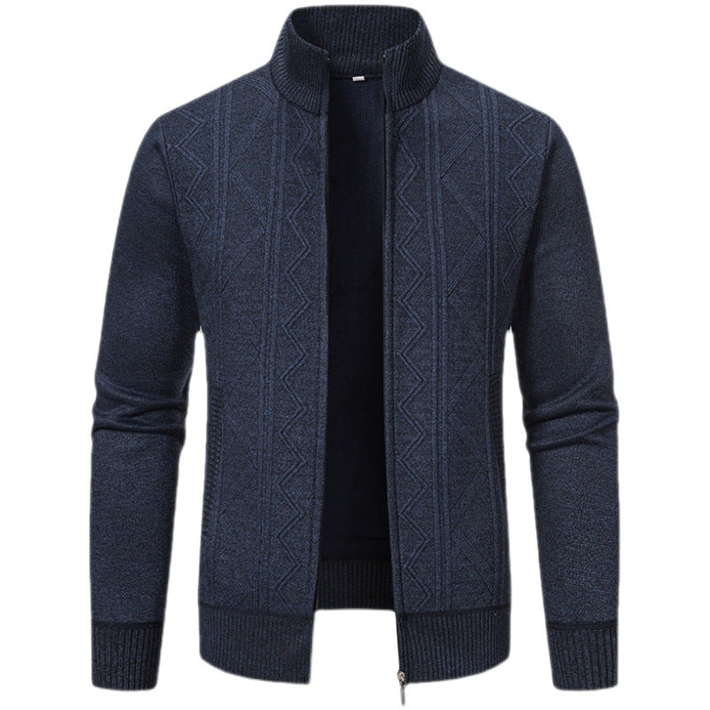 Herren Strickjacke mit hohem Kragen und Zipper EB