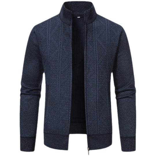 Herren Strickjacke mit hohem Kragen und Zipper EB