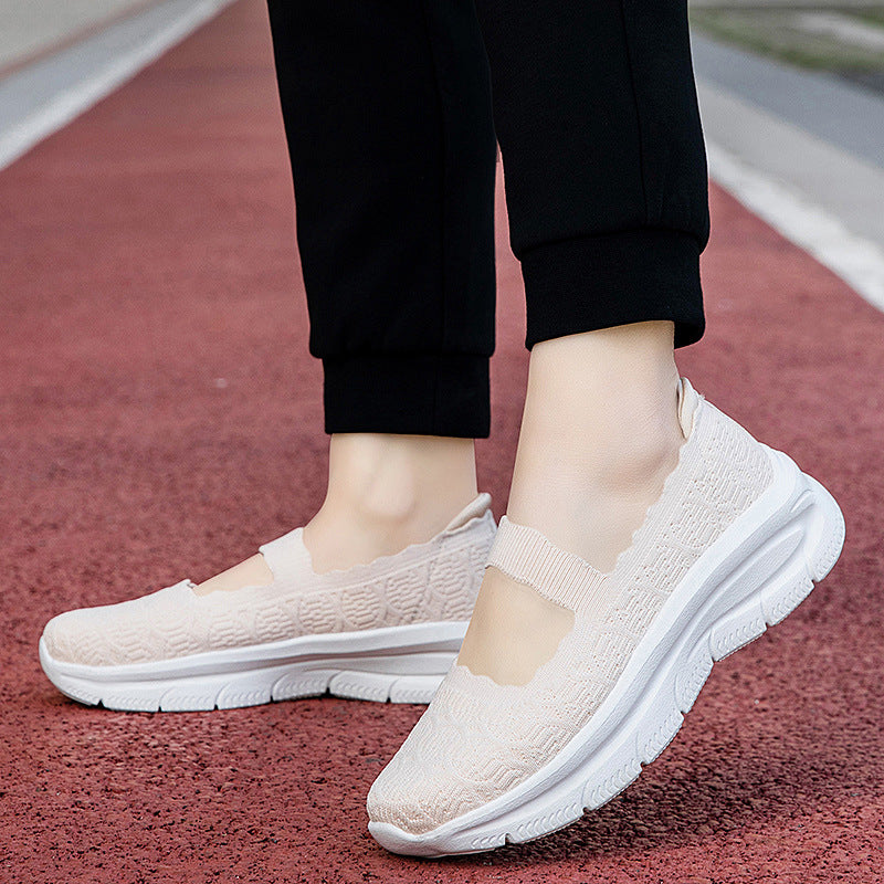 Damen bequeme Slip-On Sneakers mit elastischem Riemen EB